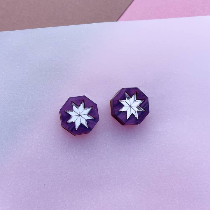 Seren Geo Star Stud Earrings - Wine for wholesale by Rosa Pietsch