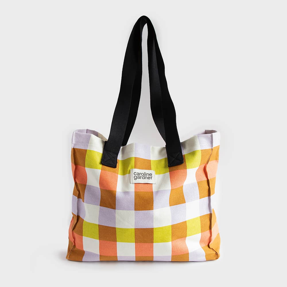 Caroline Gardner - Wholesale Shoulder Bag - Women's - Multi Check Double Handle Tote Bag2