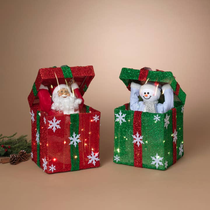 Gerson Christmas 20"H B/O Lighted Musical Animated Gift Box for wholesale by The Gerson Companies
