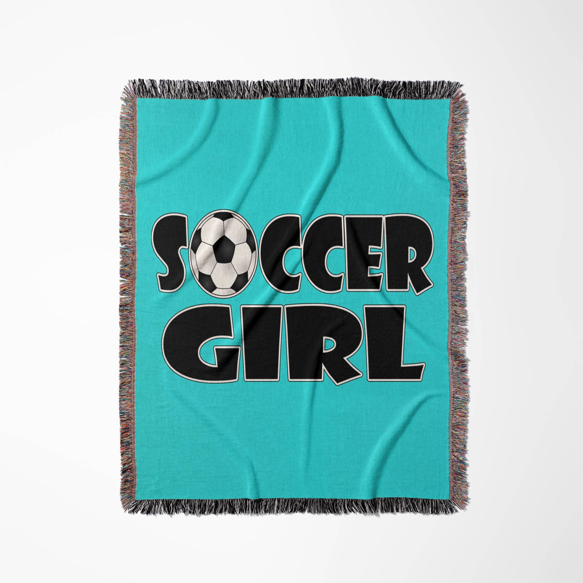 3dRose - Wholesale Throw Blanket - 3dRose, Soccer Girl Black and Aqua Blue, Blanket