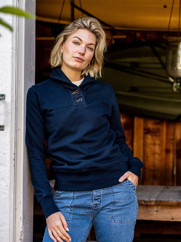 Bodega Shawl Pullover | Navy - 14oz French Terry for wholesale on Faire