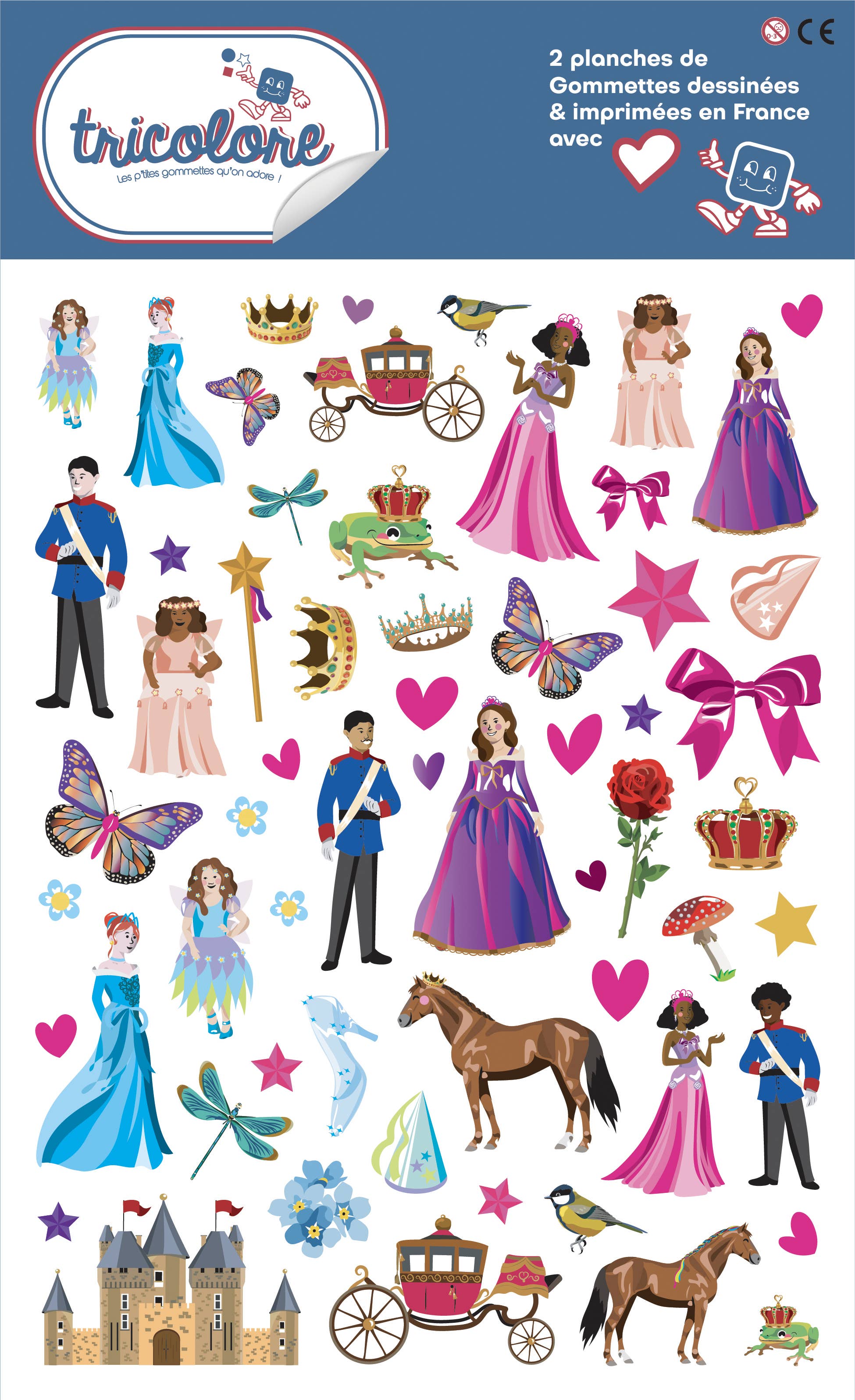 Graine Créative - Wholesale Sticker - Kinderen en baby - Prinsessenstickers, 2 vellen zelfklevende, herschrijfbare stickers1