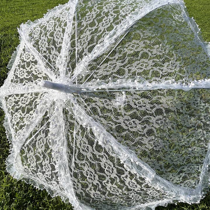 Floris Linens - Wholesale Umbrella – Women's - Rimmed White Lace Parasol2