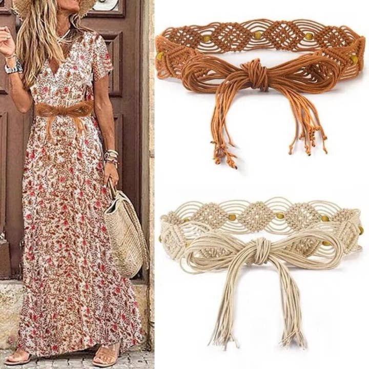 Funkyrel® Atzbranding Limited – wholesale Belt – Women's – Beco - Hollow Knitted Tassel Belt3