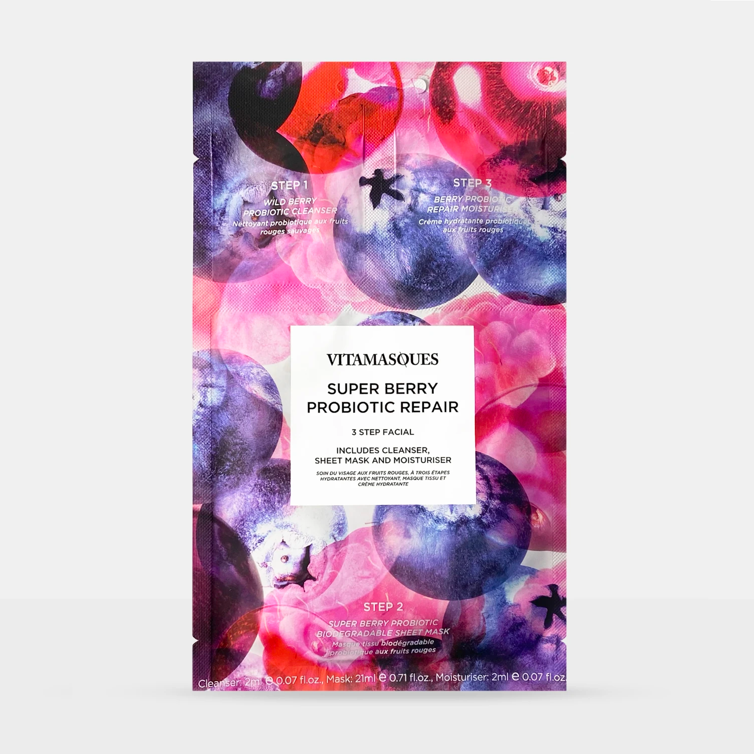 Vitamasques US - Wholesale Skincare Face Mask - Super Berry Probiotic Repair Facial 🫐1