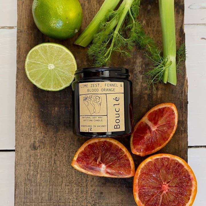 Lime Zest, Fennel & Blood Orange Essential Oil Candle for wholesale by Bouclé
