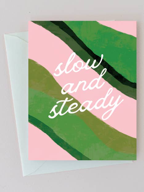 Tarjeta de Nota Lenta y Constante – Tarjeta de Felicitación de Papel Reciclado para venta al por mayor de Gather Goods Co - Cards, Coasters, Tea Towels, Art, Mugs