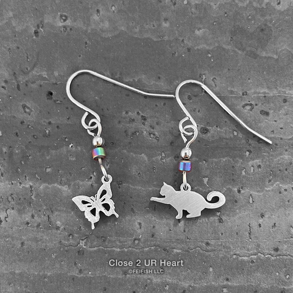 Close 2 UR Heart - Wholesale Dangle Earrings - Cat and Butterfly Earrings