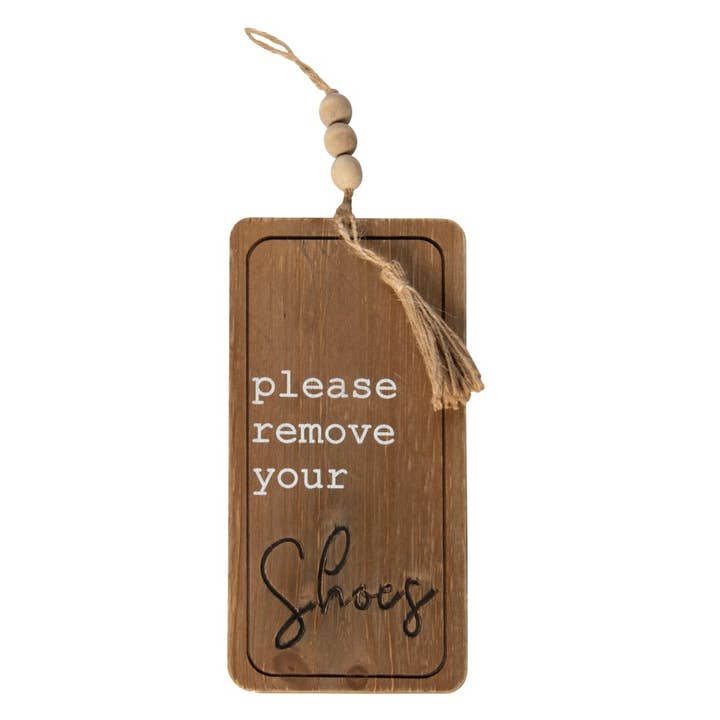 VIP Home & Garden - Wholesale Sign - VIP Wood 14 in. Brown Please Remove Your Shoes Sign