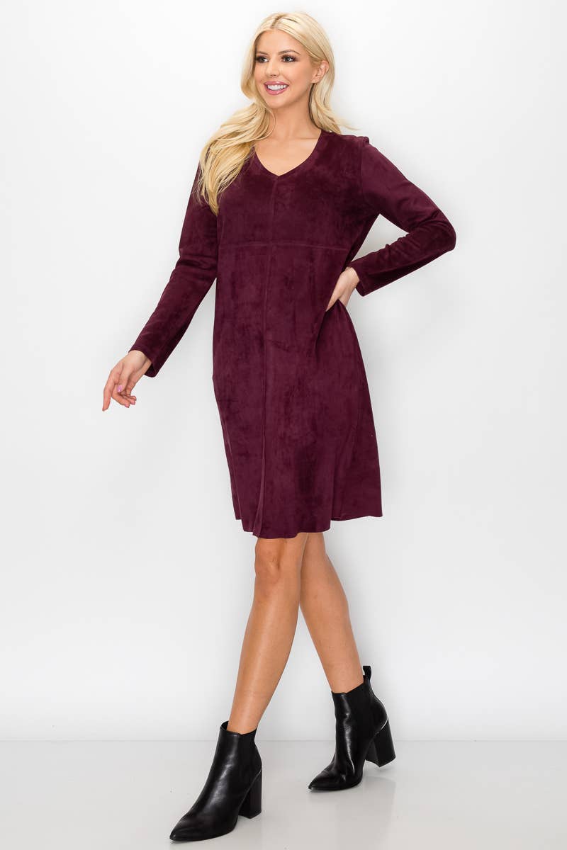 Joh Apparel – Vestido - Mulher por atacado – Vestido Aurora Stretch Camurça com Decote em V SEM Bolsos10