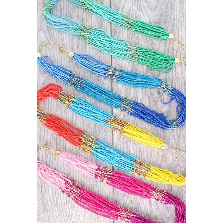 anbfashion - Wholesale Beaded/Pearl Necklace - NATIVE AMERICAN OMBRE MULTI STRAND BEADED NECKLACE 24