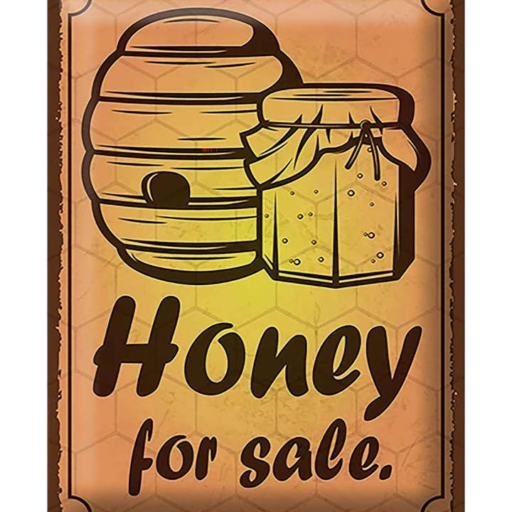 Letrero de hojalata con nota de 30 x 40 cm Honey for sale, letrero decorativo de hojalata para venta al por mayor de Femer