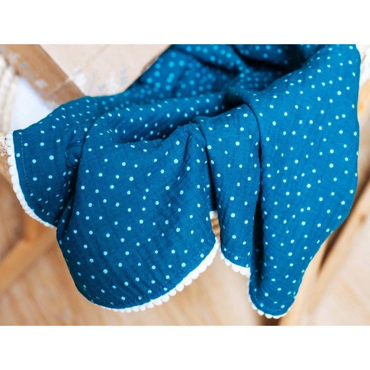 Manta pompón lunares petróleo para venta al por mayor de Natural Cuddles