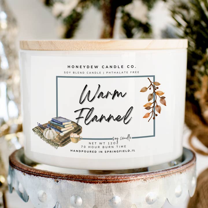 3 Wick Candle 12 oz Warm Flannel for wholesale by Honeydew Candle Co.