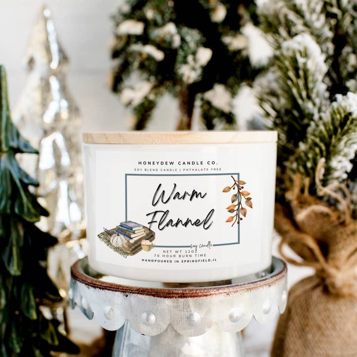 3 Wick Candle 12 oz Warm Flannel for wholesale by Honeydew Candle Co.