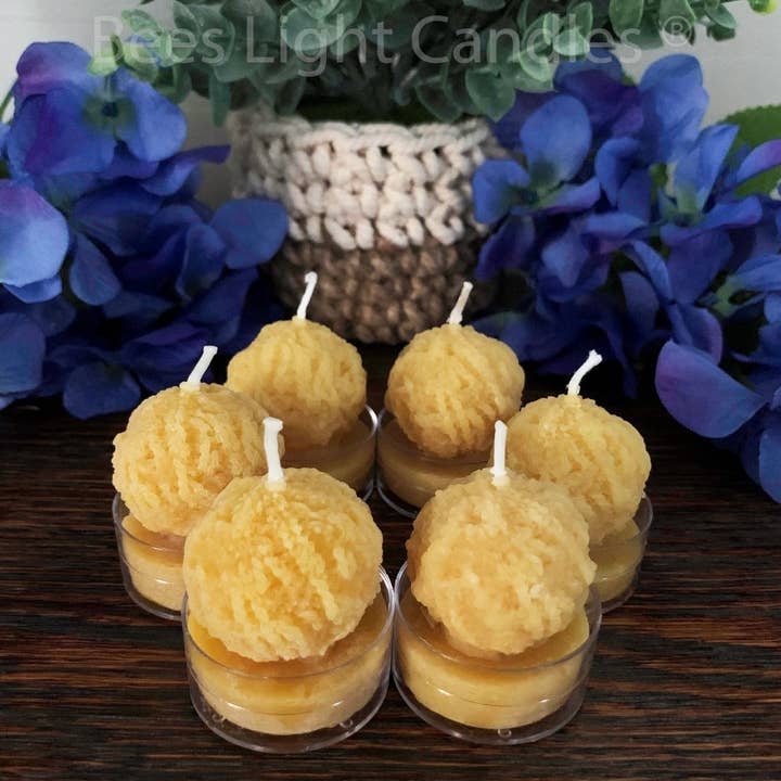Yarn Ball Beeswax Tealights for wholesale by Bees Light Candles
