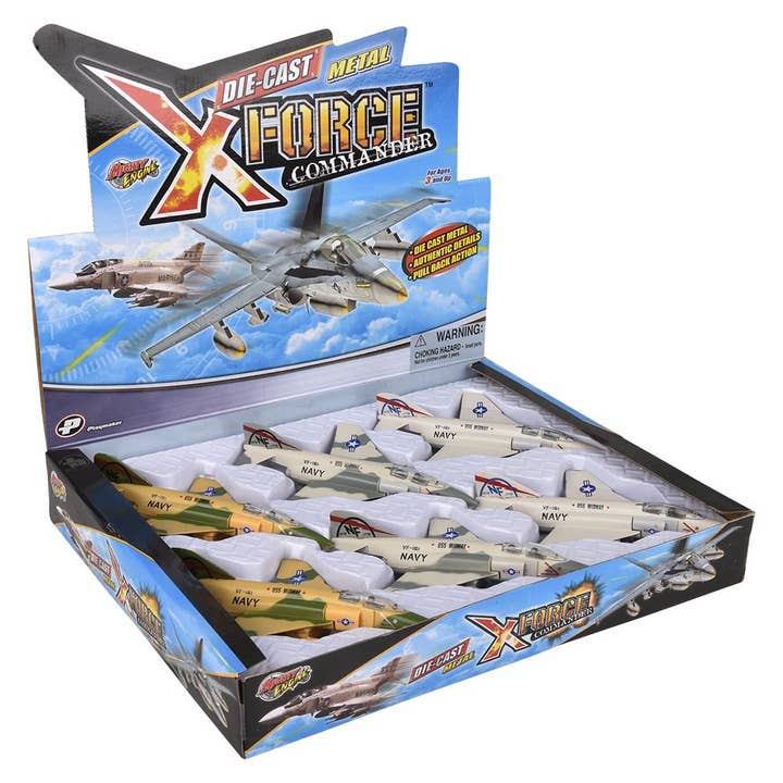 The Toy Network - Wholesale Toy Plane - Kids - 7" Die-Cast Pull Back F-4 Phantom 6pcs/Display6