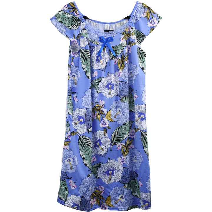 S.CHRISTINA Cotton Nightgown Assorted Print Short Sleeves Shirt Floral Print Sleepdress for wholesale by Gekko Trading