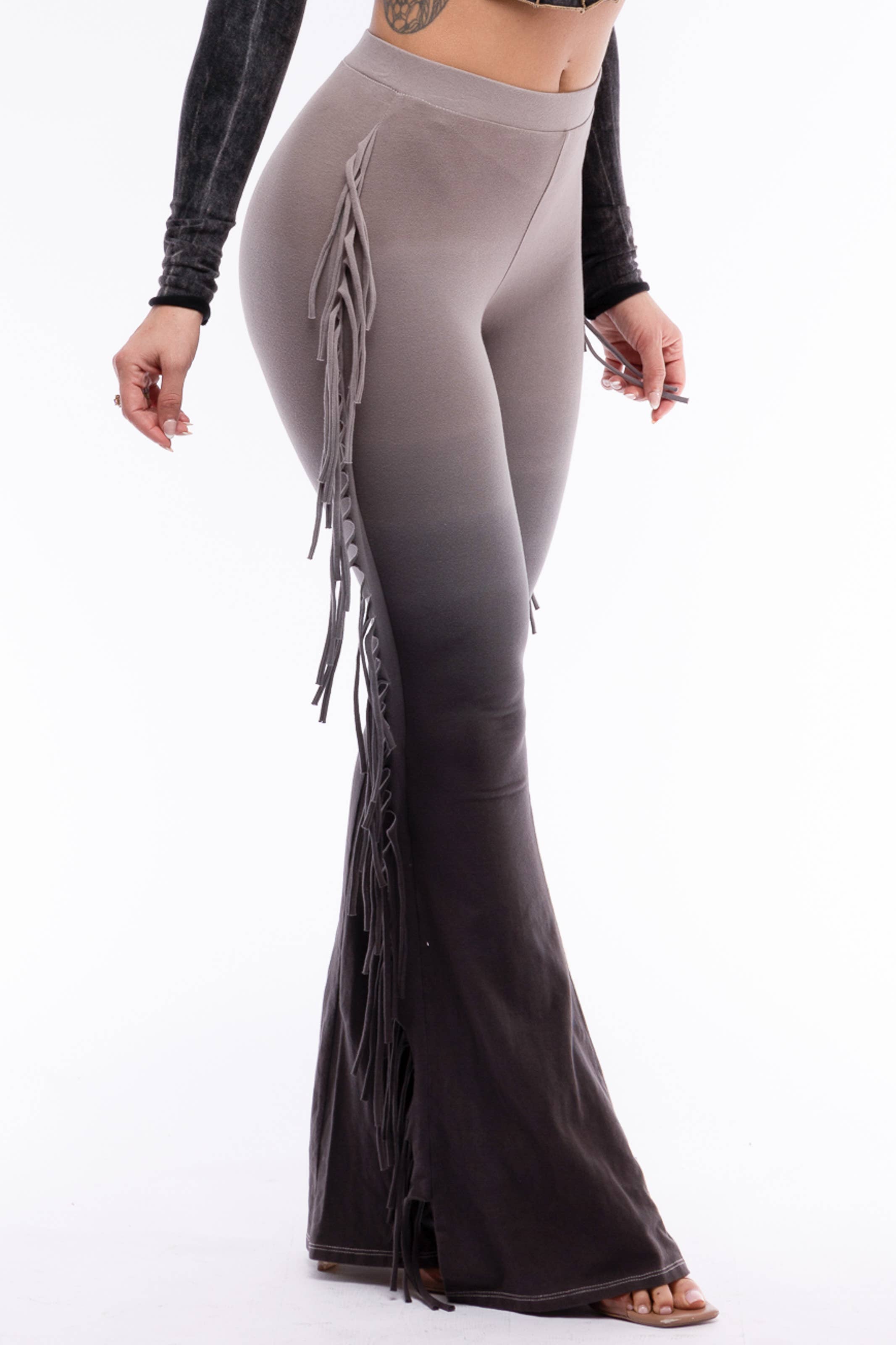 K Too - Vendita all'ingrosso Pantalone - Donna - Pantaloni svasati PLUS SIZE con frange lavabili a immersione17