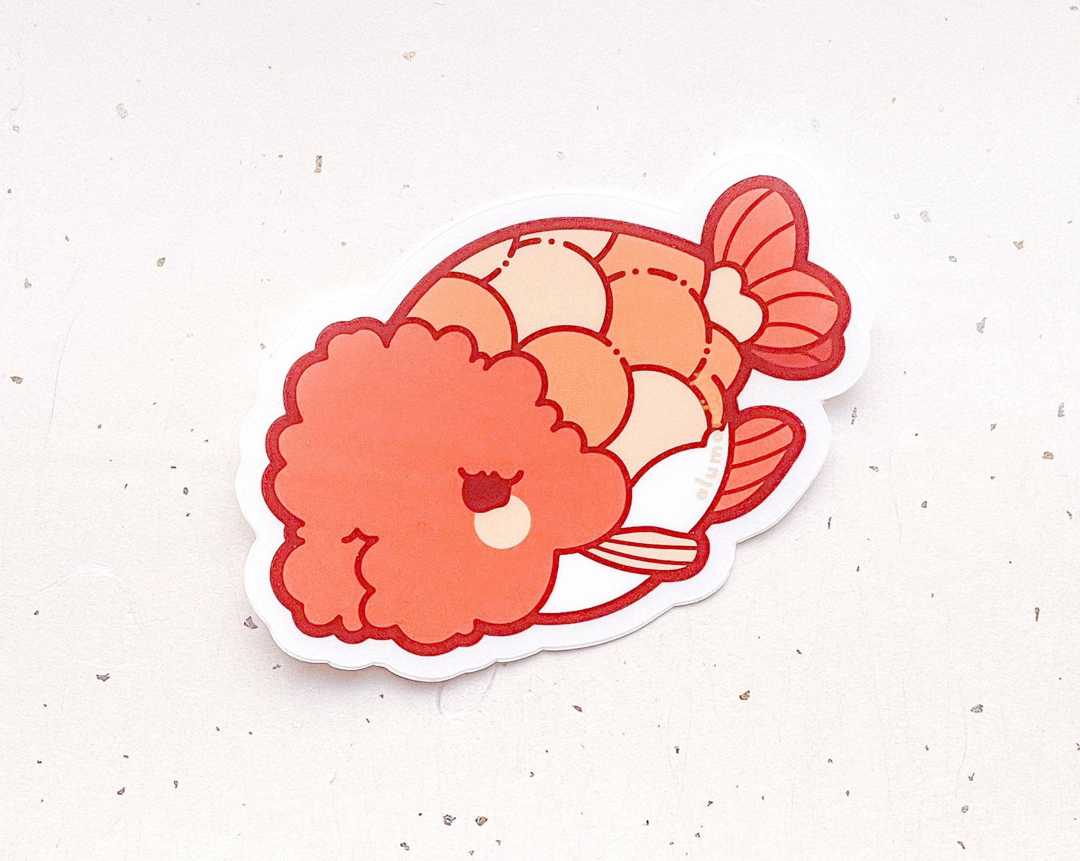 Alum and Ink - Wholesale Sticker - Ranchu Goldfish Clear Vinyl Sticker0