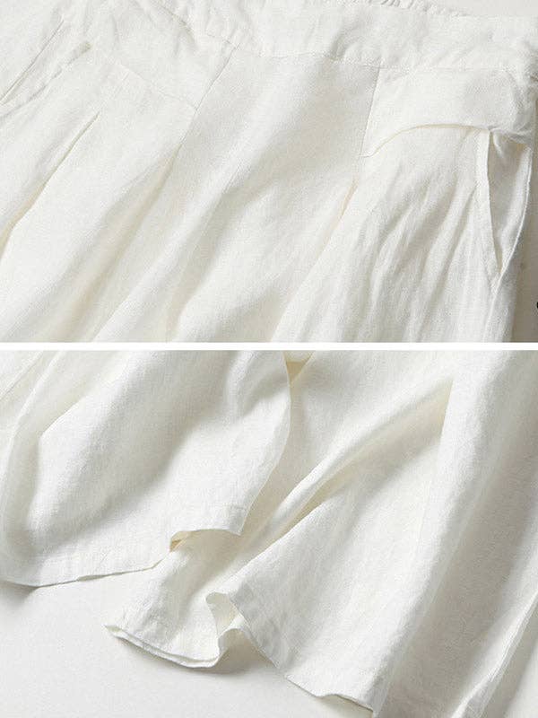 UZ Wholesale Store - Vendita all'ingrosso Pantalone - Donna - Pantaloni larghi nona larghi in cotone ramie tinta unita4