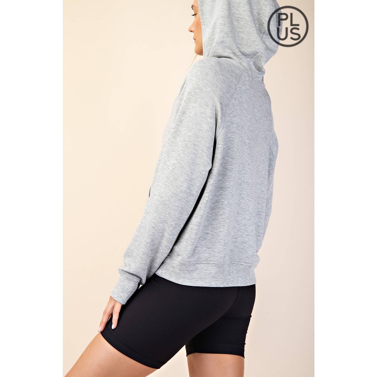 Rae Mode - Vente Veste de sport – femme - VESTE À CAPUCHE QUART DE ZIP EN SCUBA MODAL GRANDE TAILLE30