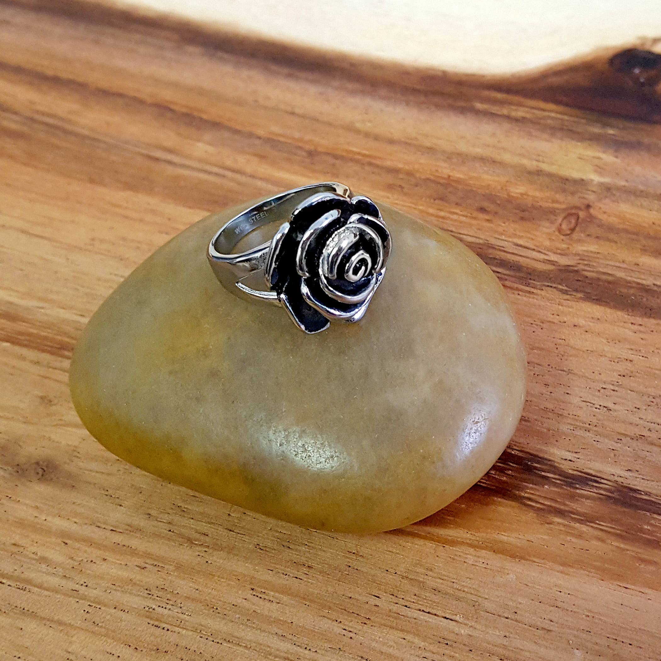 West Coast Jewelry - Wholesale Cocktail/Statement Ring - Blooming Rose Stainless Steel Ring2