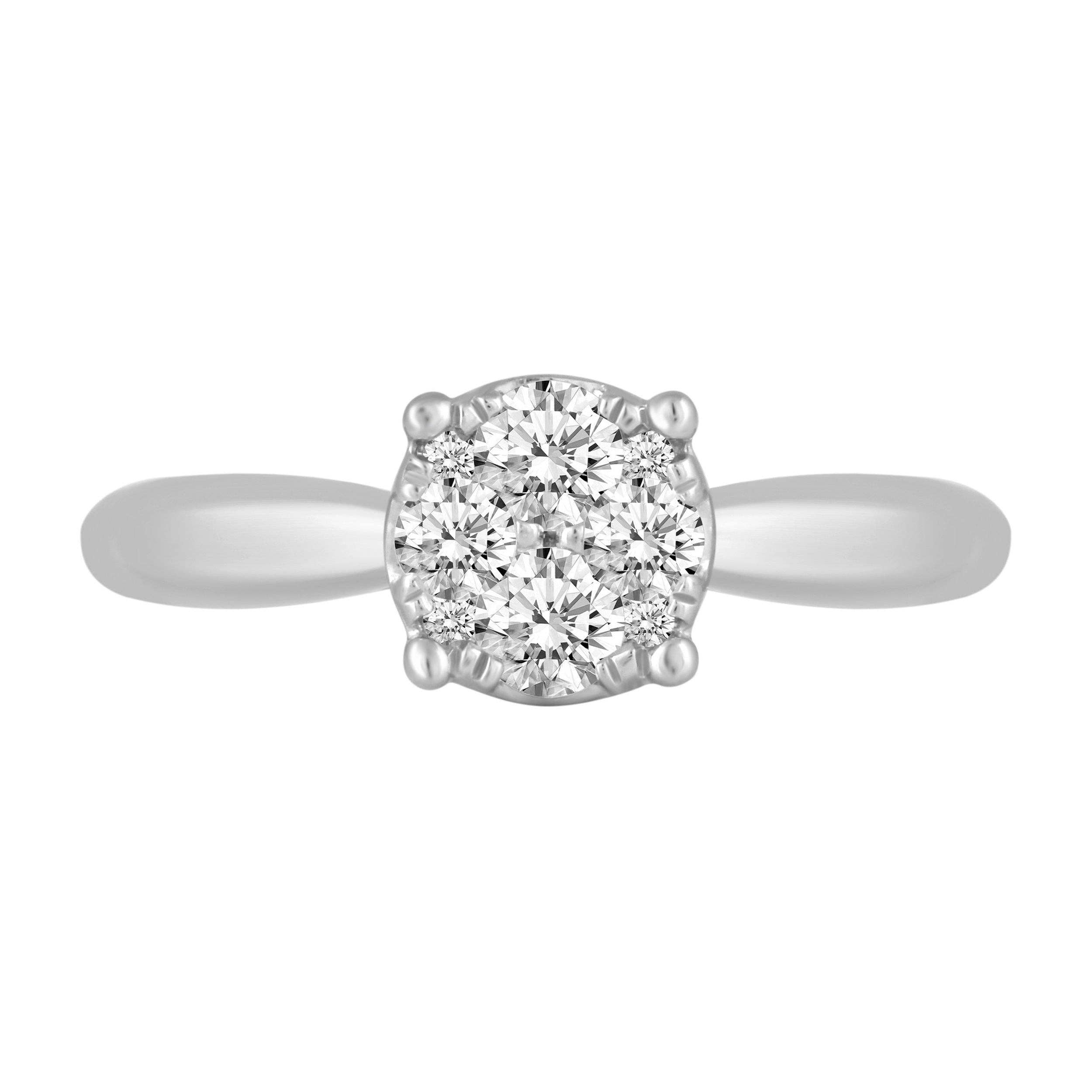 Fifth and Fine - Wholesale Engagement Ring - 1/2Cttw to 1.00Cttw Natural Diamond Cluster Solitaire Ring S3