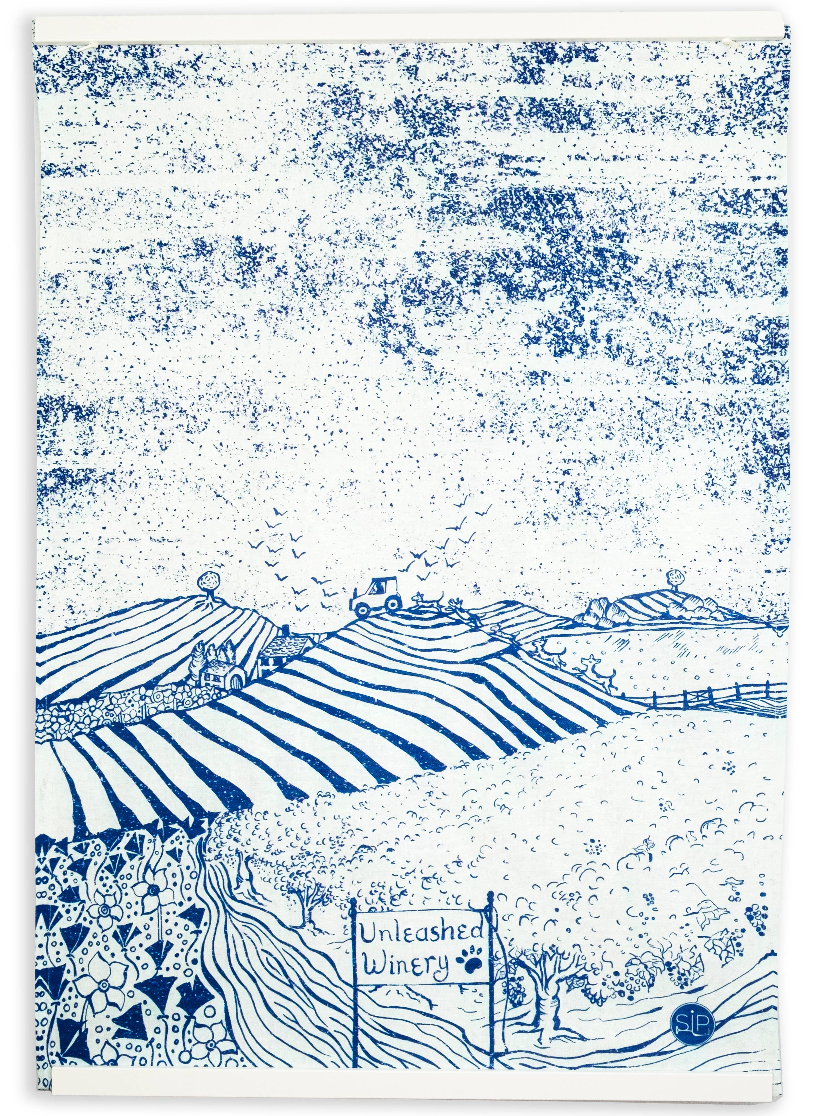 SIP - Wholesale Tea Towel - "Vineyard Dogs" Kitchen Towel1