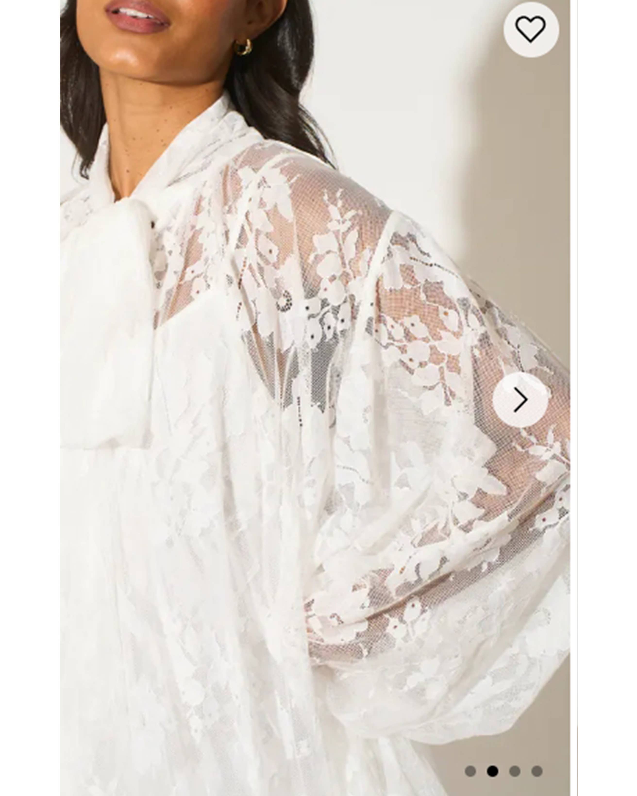 CY FASHION. LONDON - Vendita all'ingrosso Vestito - Donna - Abito midi bianco con pizzo floreale e maniche a blusa1