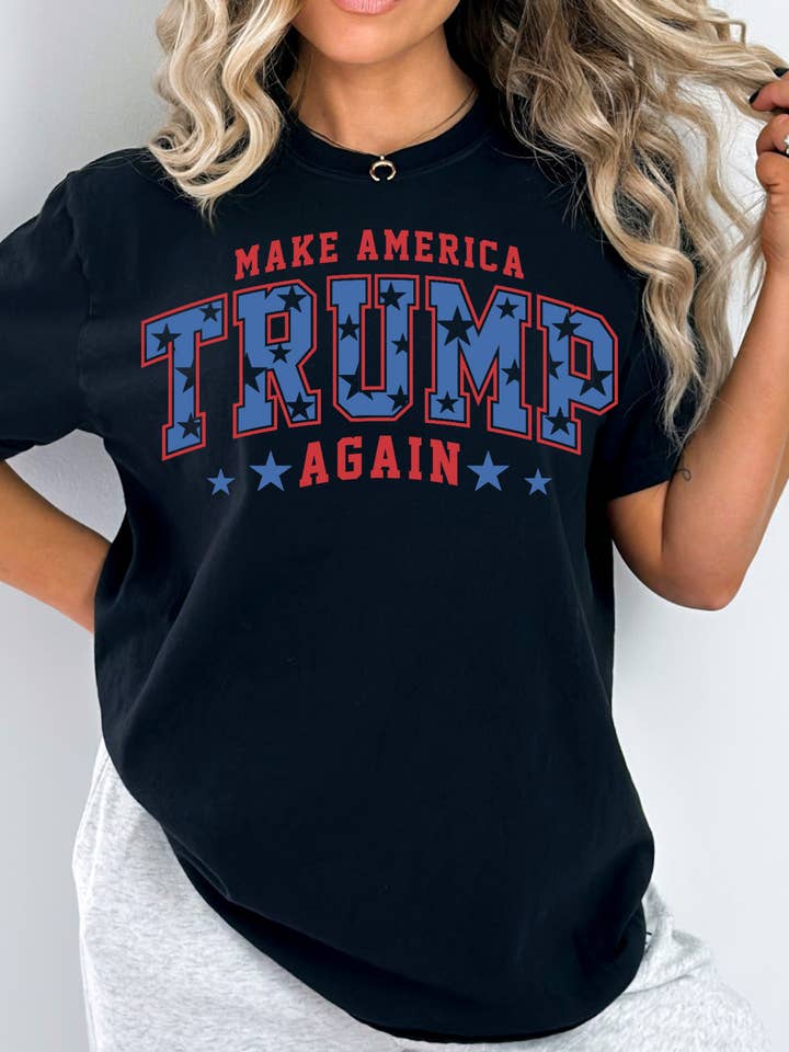 Camiseta de manga corta BT2049 T MAKE AMERICA TRUMP AGAIN para venta al por mayor de BouTeeQue Closet