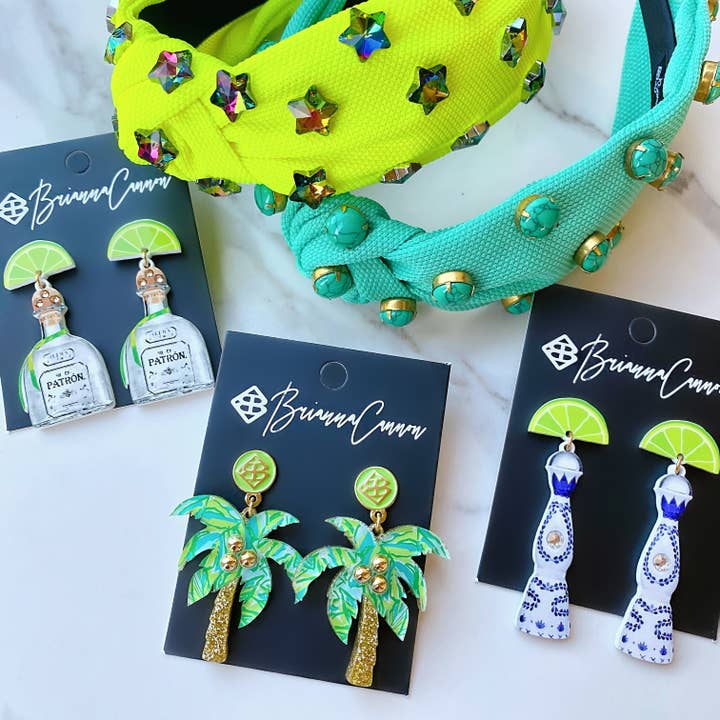 Erstklassige Tequila-Ohrringe mit Kristallen für den Großhandel von Brianna Cannon