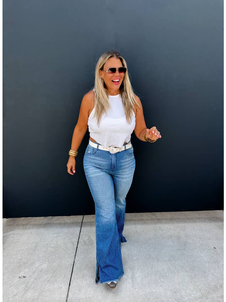 BLAKELEY - Wholesale Jeans - Women's - TAKE SIDES PINSTRIPE JEANS