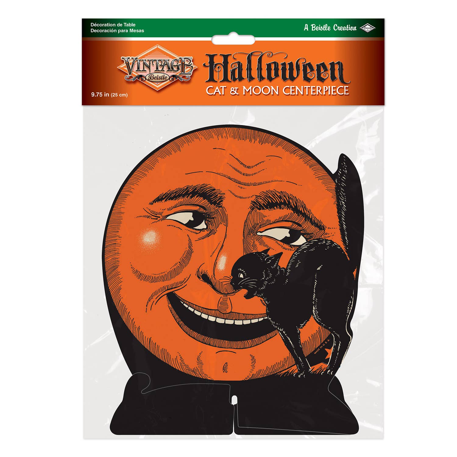 Beistle - Vendita all'ingrosso Decorazioni da tavolo - Centrotavola in carta velina vintage per Halloween, motivo: gatto e luna, 23 cm1
