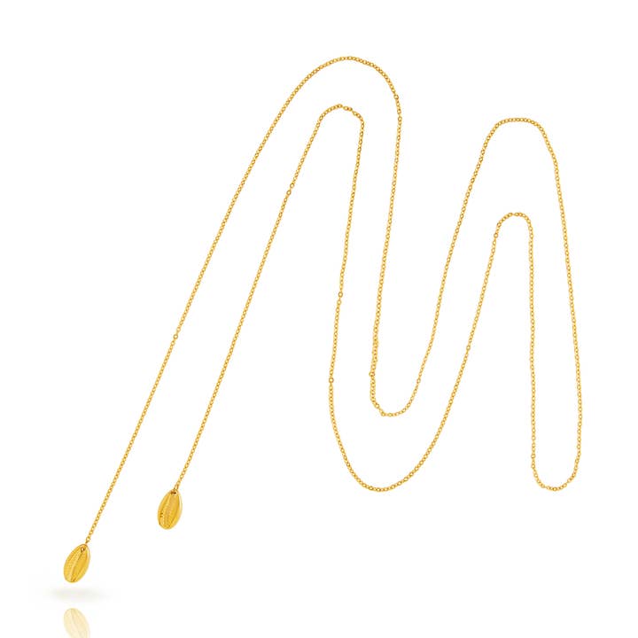 Collier Acier Réglable - Coquillage - 110cm - Couleur Or et Couleur pour la vente par Plata y Minerales