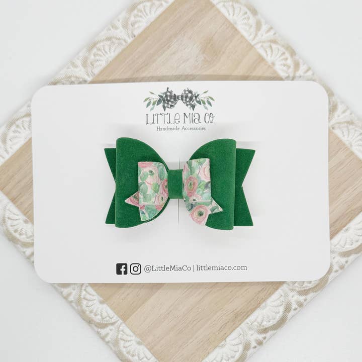 Grüne & Rosa Florale Valerie-Haarspange für den Großhandel von Little Mia Co.