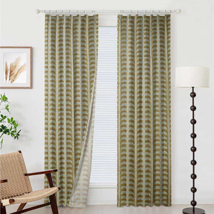 Rideau de fenêtre en lin épais à imprimé unique - Garud pour la vente par Fabdivine