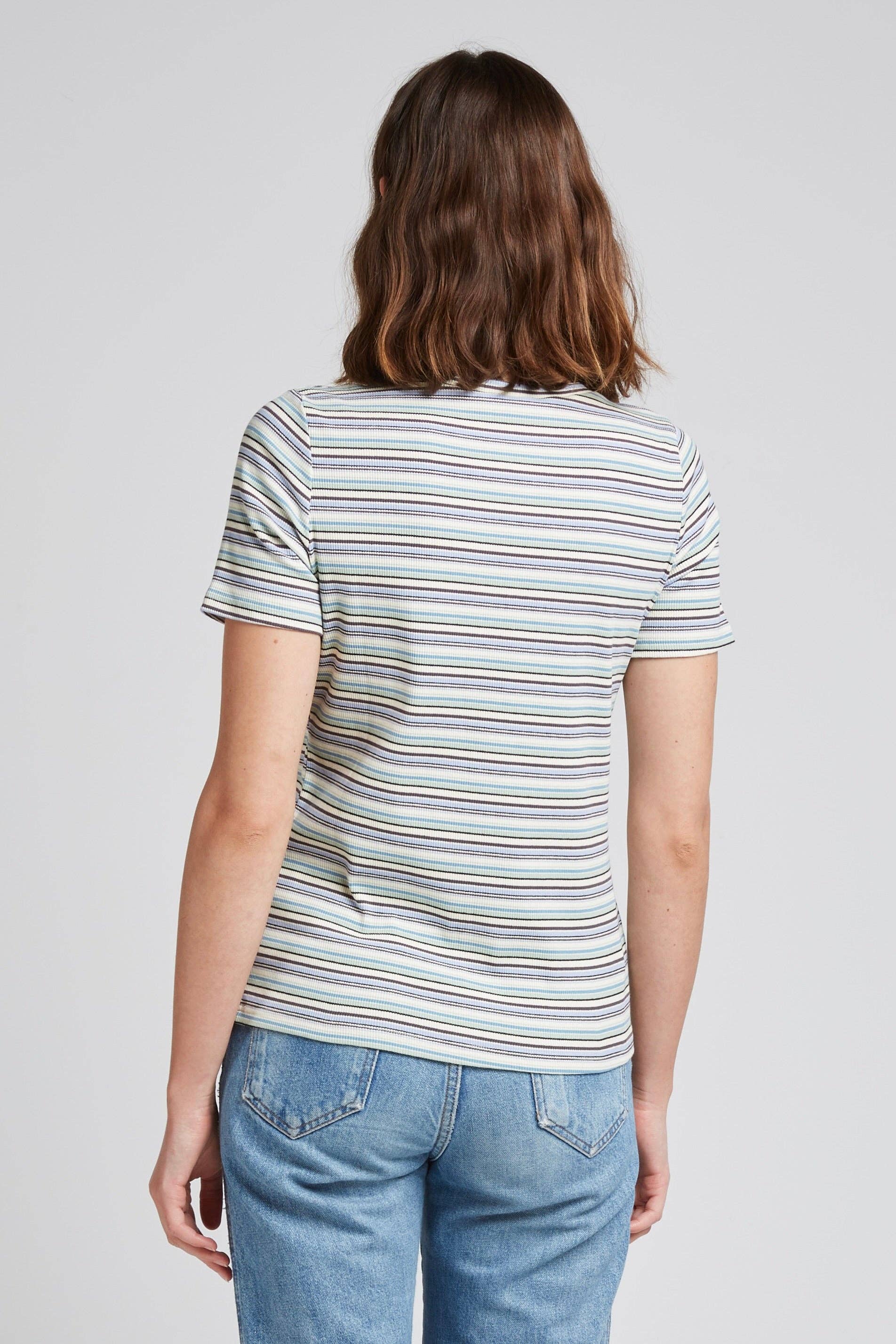 Andy & Lucy – wholesale T-shirt – women's – THEO - Pastel striped T-shirt7
