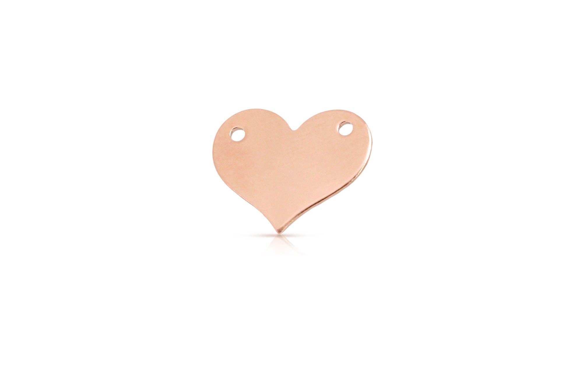 Plazko - Wholesale Individual Charm/Pendant - 14Kt Rose Gold Filled Blank Heart Connector 10.9x13mm - 2pcs/pack