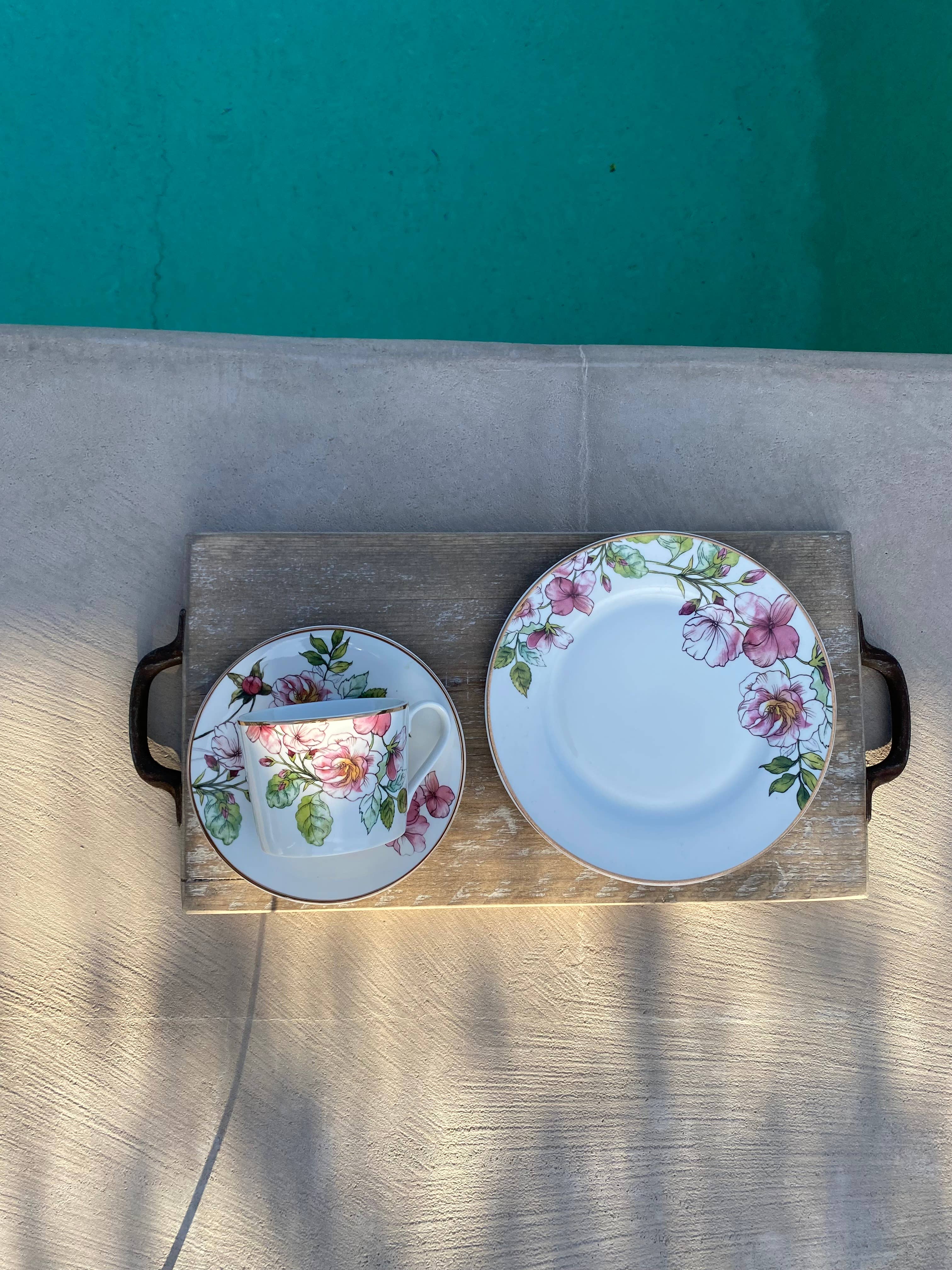 Luxe Lodge – Chávena de chá por atacado – Xícara de chá com prato, acabamento em borda dourada2