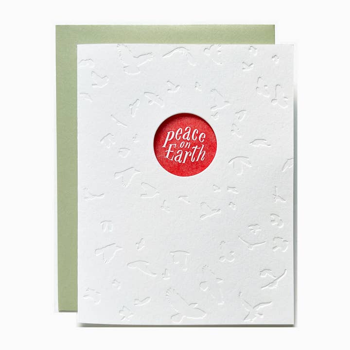 peace on earth birds card for wholesale by Blackbird Letterpress