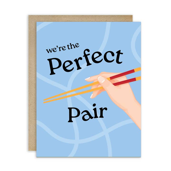 La Pareja Perfecta | Divertida Tarjeta de Felicitación Asiática con Palillos para Parejas para venta al por mayor de Cute Asian Cards