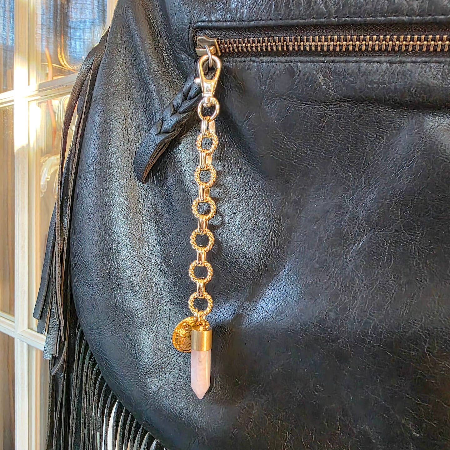 Dreamers of Dreams - Wholesale Purse/Bag Accessory - Women's - Crystal Charm Bag Chain Purse Clip - Rose Quartz2