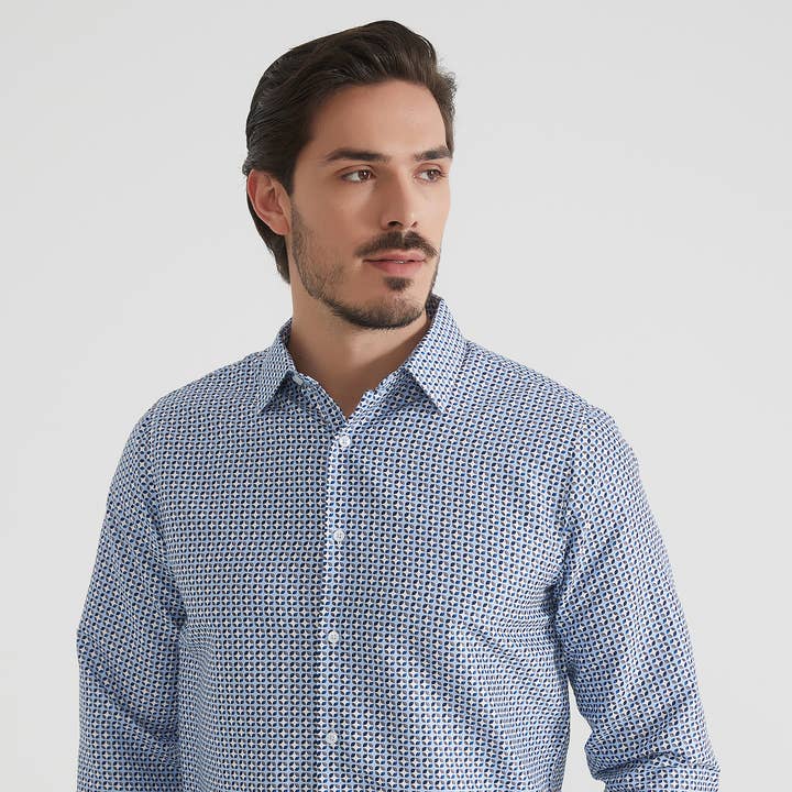 Chemise Bleu à motif coupe confort (Copie) pour la vente par Yves Enzo