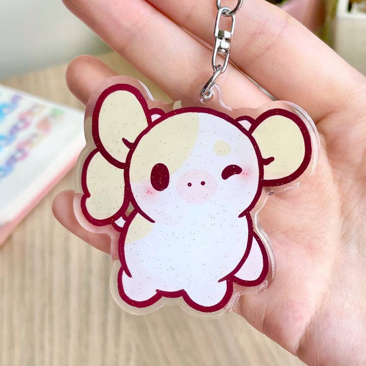 Yellow Cow Acrylic Keychain for wholesale by Fuwuffle