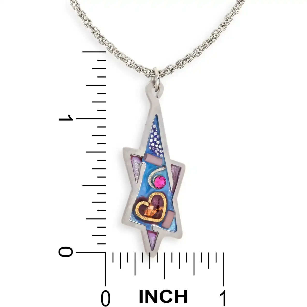 Seeka Jewelry and Judaica - Wholesale Pendant/Charm Necklace - Seeka Jewel Toned Oblong Star of David Heart Necklace1
