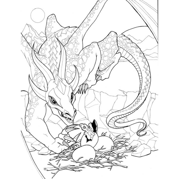 Indi Martin Art - Wholesale Coloring & Activity Book - Adult - Coloring Book: Dragons & Dragonkin - Fantasy3