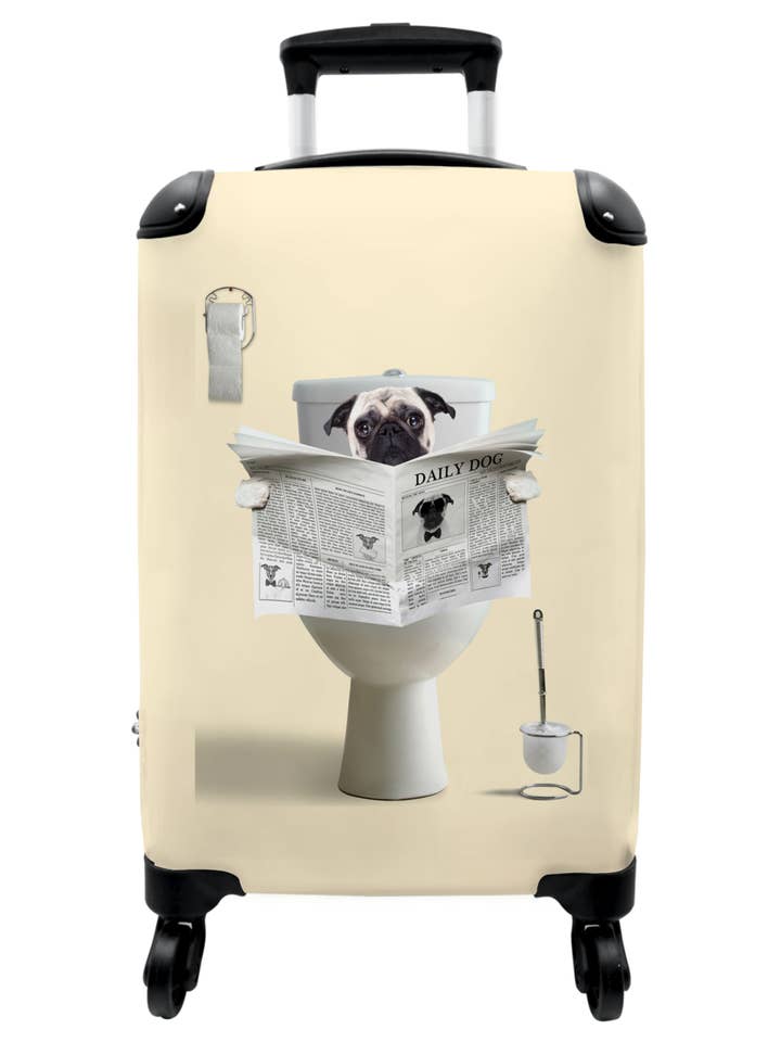 Koffer - Hond - Pug - Toilet - Krant - Dier voor wholesale door MuchoWow