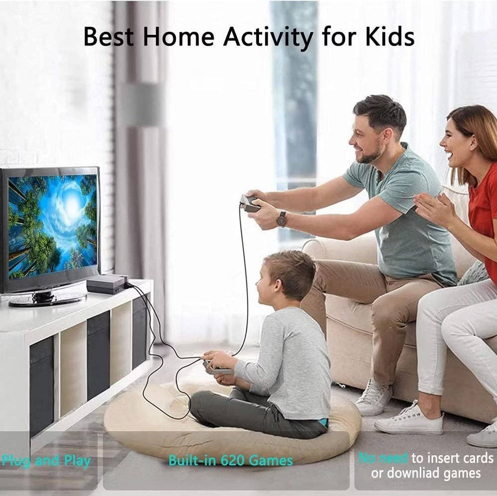 Infinite Basics – Engroshandel Elektronisk legetøj - Børn og baby – Retro mini spil-konsol med 620 klassiske spil, AV-udgang og to controllere4