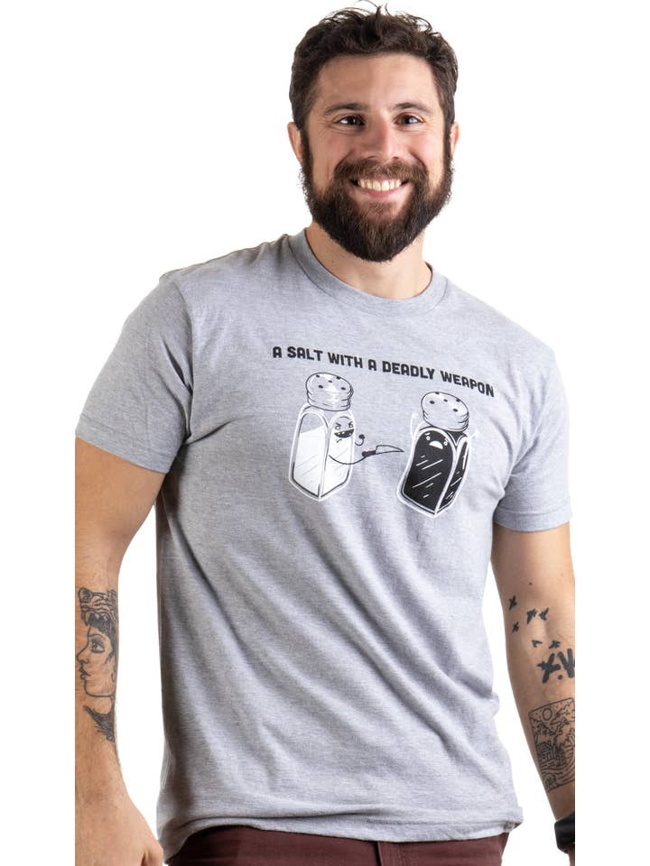 Grigio Vintage Un sale con un'arma mortale - Dad Joke Humor Funny Pun Grand in vendita all'ingrosso su Faire